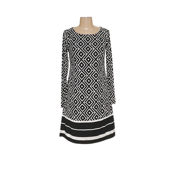 INC Intl Concepts Black Graphic Print Midi Shift Dress - Picture 1 of 4